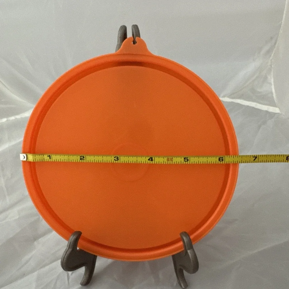Vintage Round Tupperware Lid 227 TupperSeal Replacement Solid Orange‎ C Tab
